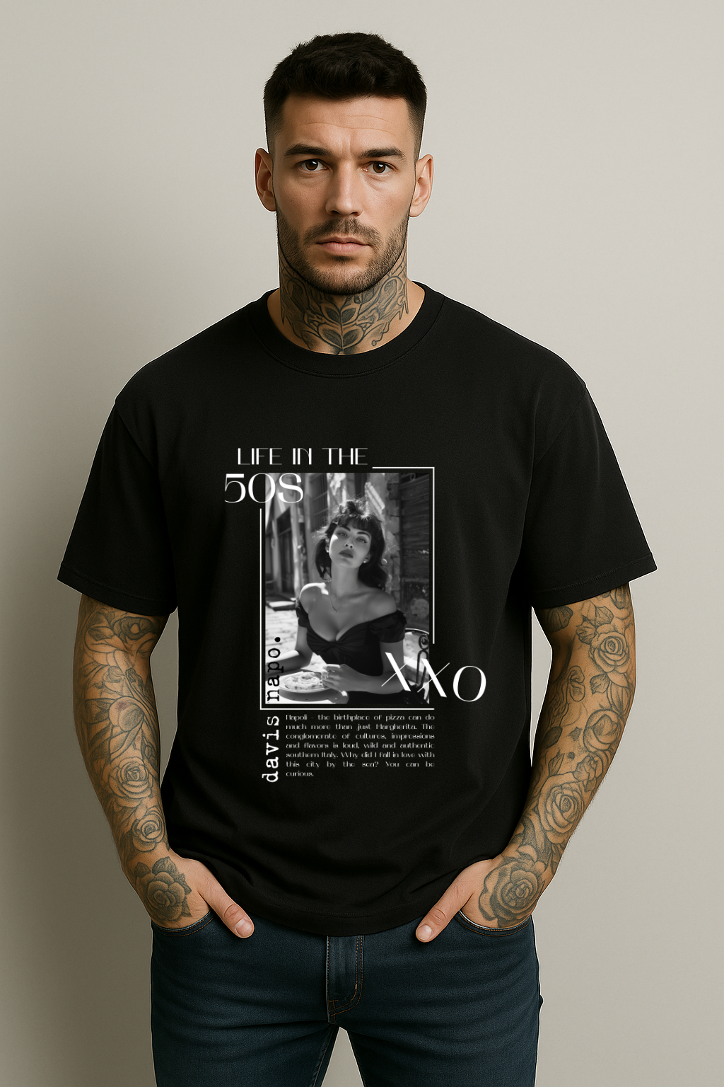 Naples Noir Oversized T-Shirt – Black