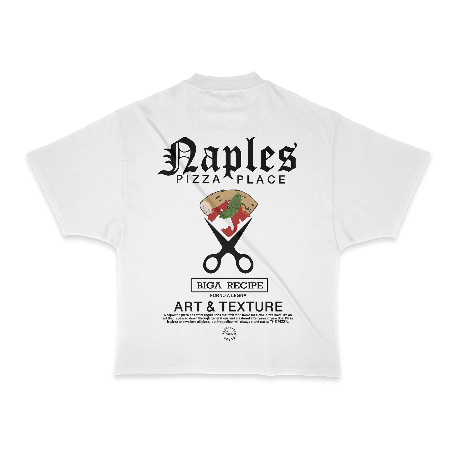 Naples Pizza Place Heavy Weight (200 GSM) Oversized T-Shirt, White /Unisex