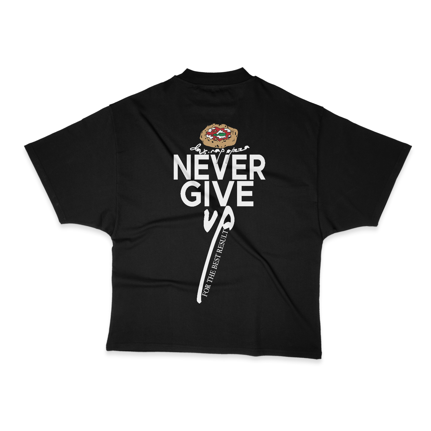 Never Give up Heavy Weight (200 GSM) Oversized T-Shirt, Black /Unisex
