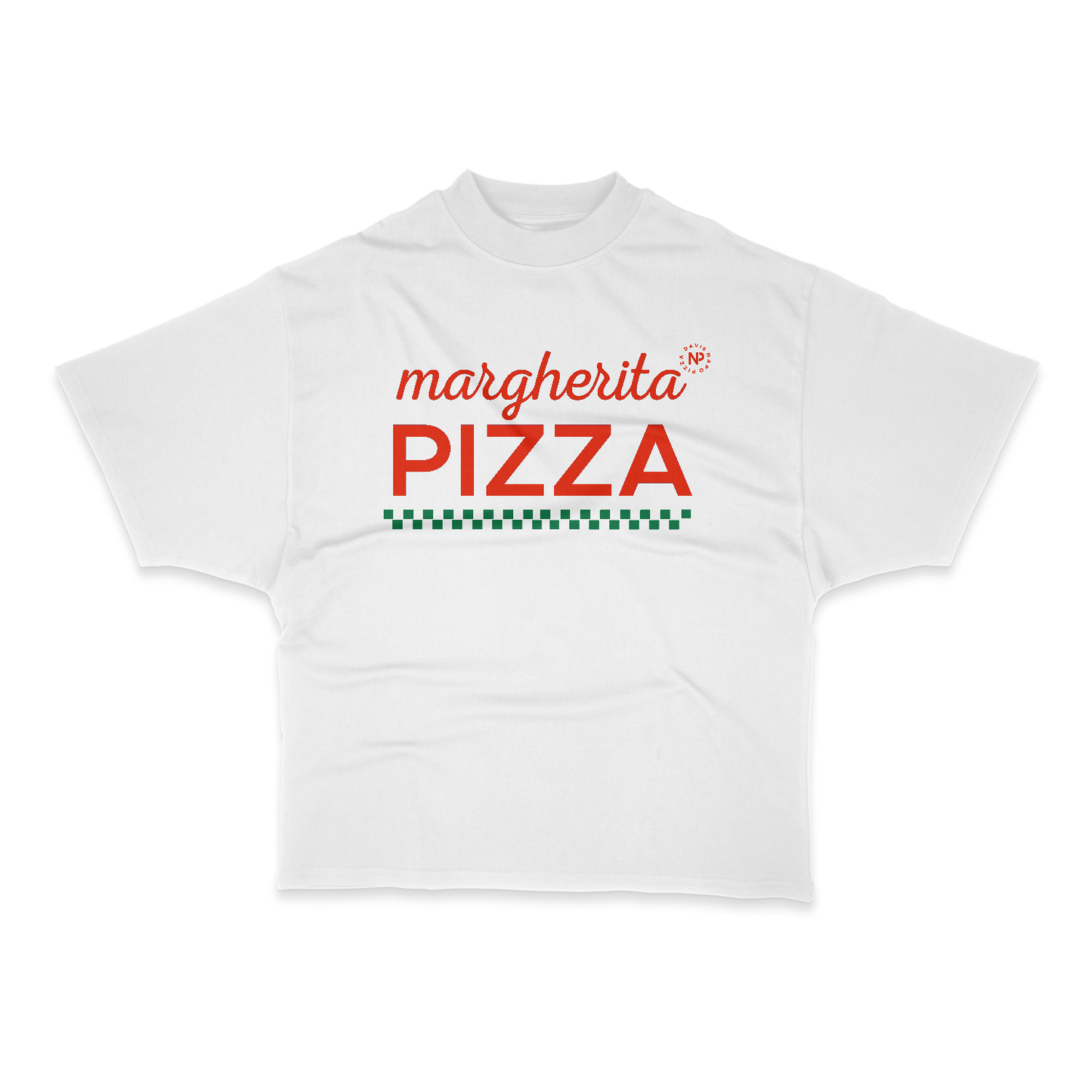 Margherita Pizza Heavy Weight (200 GSM) Oversized T-Shirt, White /Unisex