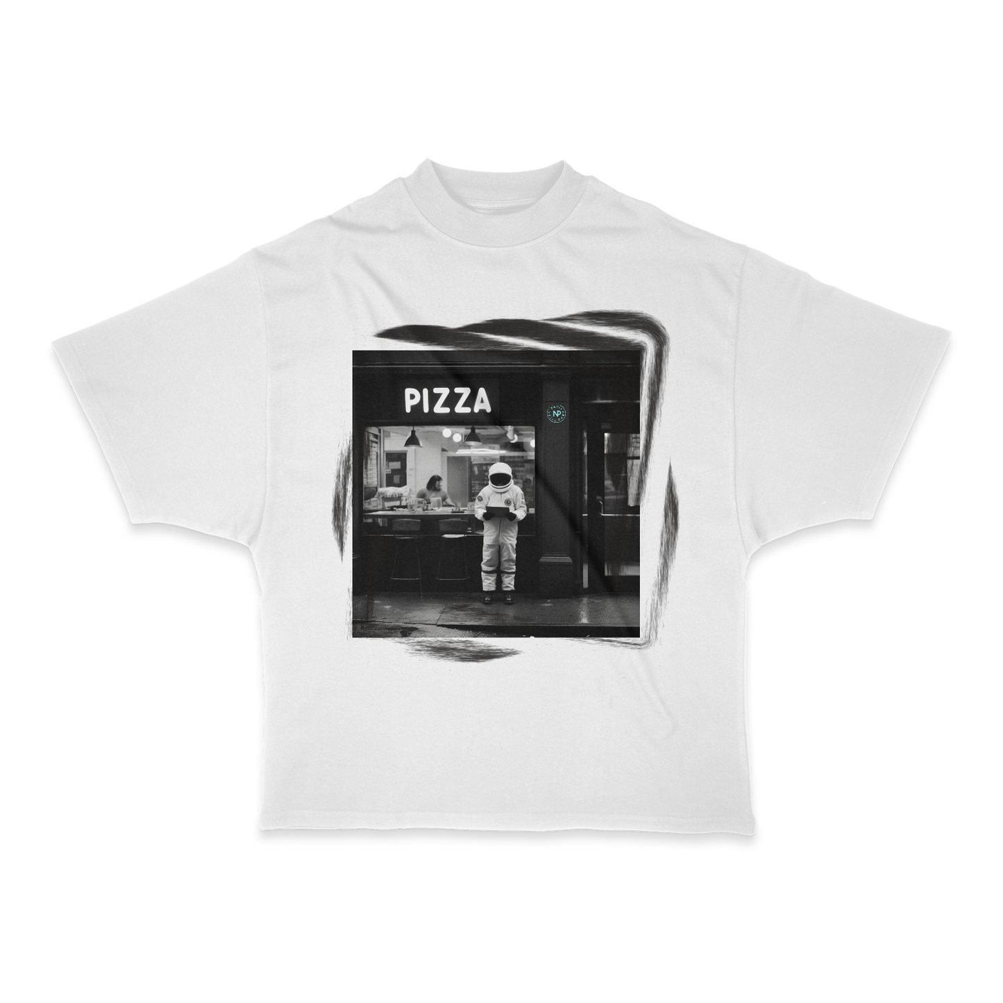 Astronaut Heavy Weight (200 GSM) Oversized T-Shirt, Black & White /Unisex