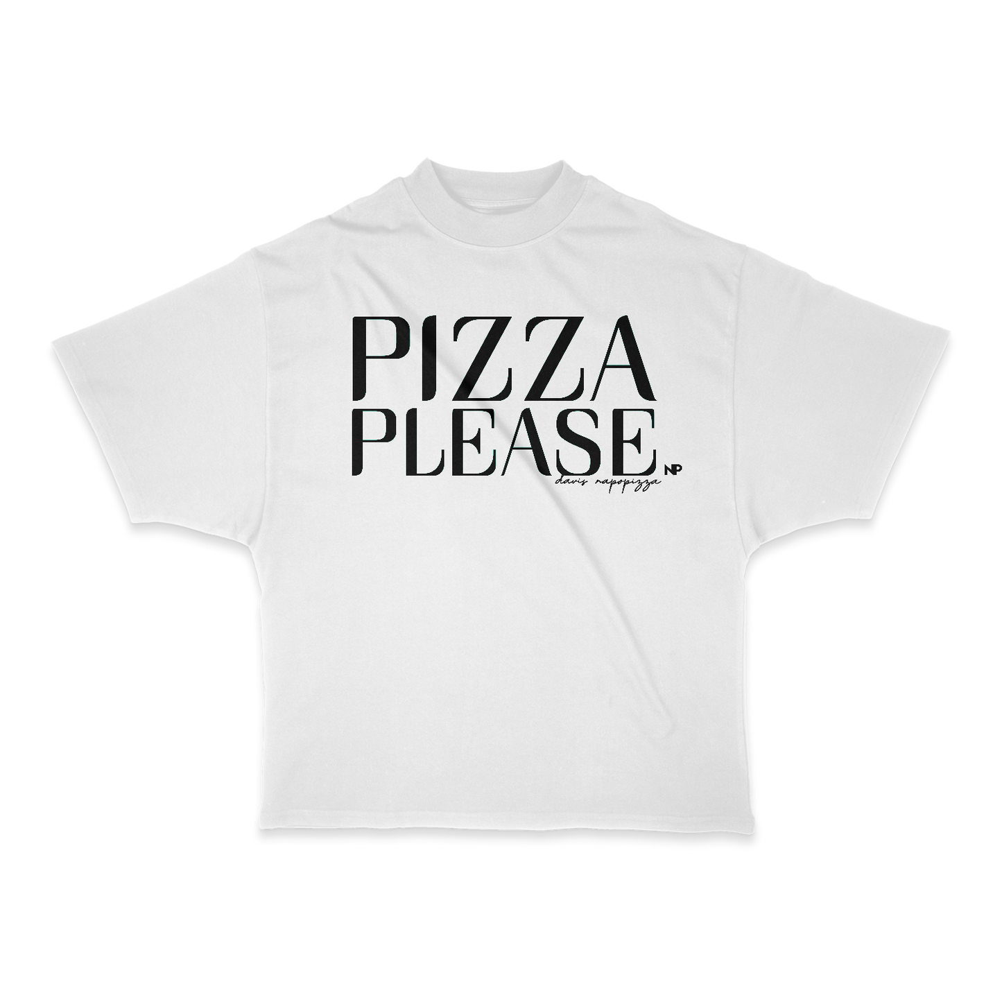 Pizza Please Heavy Weight (200 GSM) Oversized T-Shirt, Black & White /Unisex