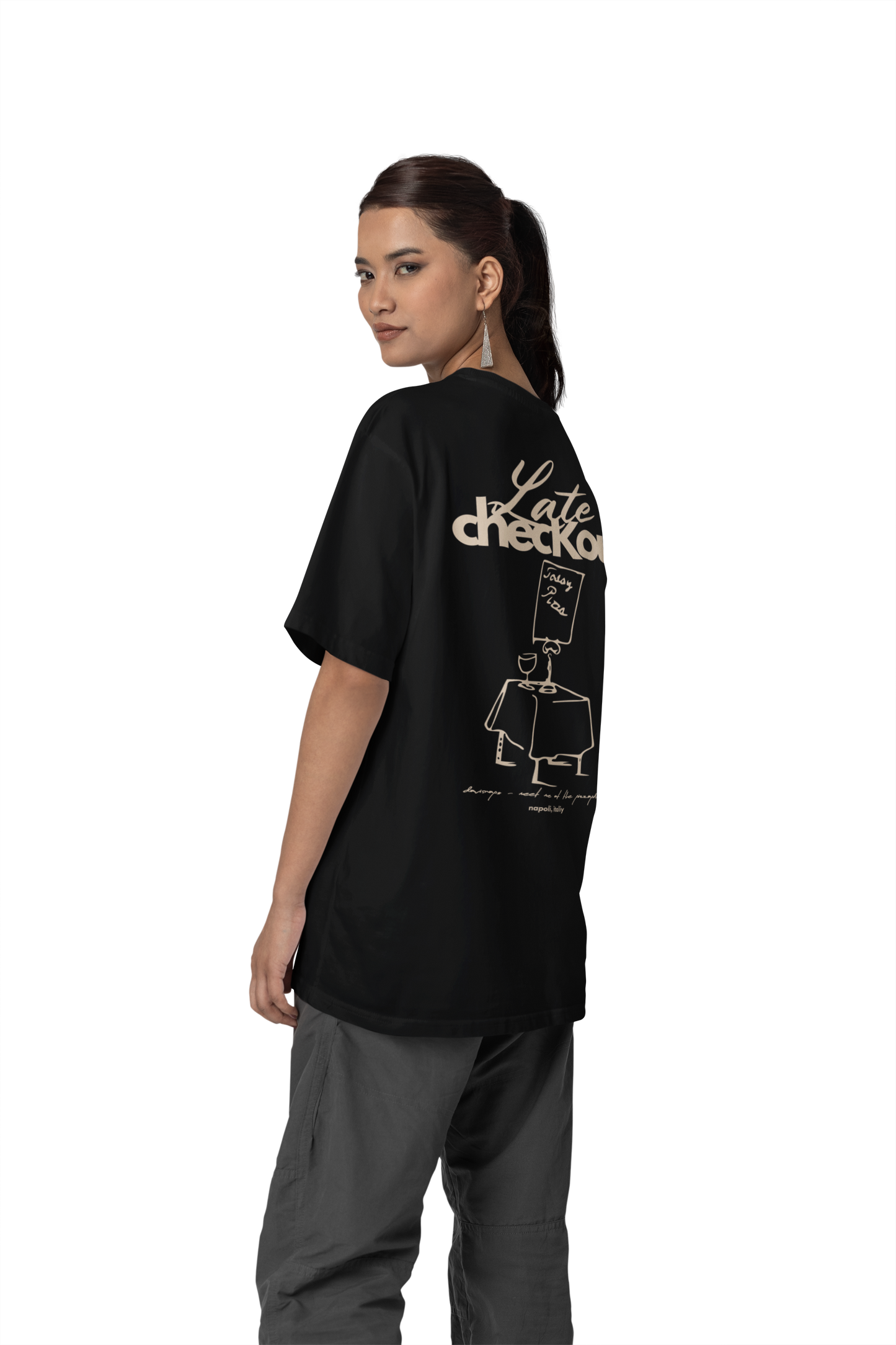 Todays Pizza Oversized Heavy Weight T-Shirt Black Vanilla /Unisex