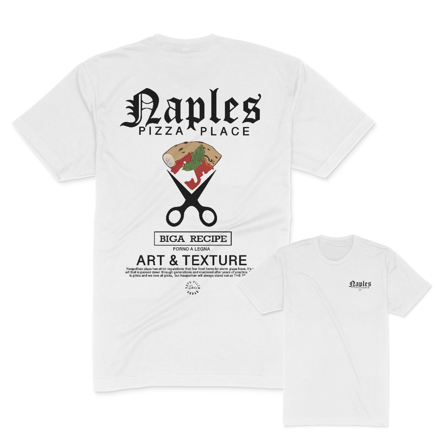 Naples Pizza Place Organic Regular T-Shirt, White /Unisex