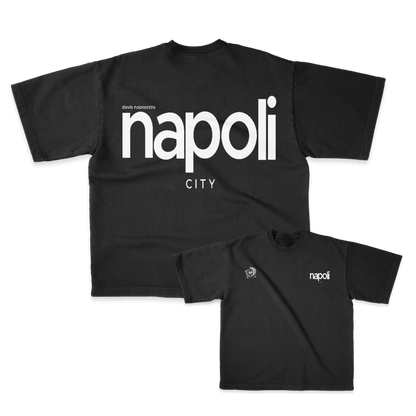 Napoli City Heavy Weight (200 GSM) Oversized T-Shirt, Black & Natural Raw /Unisex