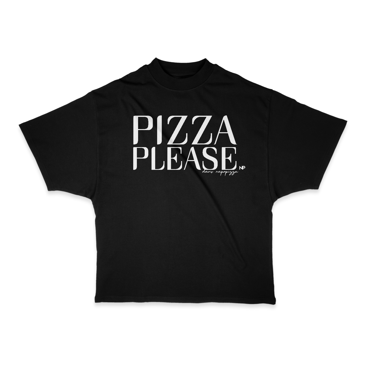 Pizza Please Heavy Weight (200 GSM) Oversized T-Shirt, Black & White /Unisex