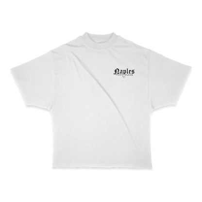 Naples Pizza Place Heavy Weight (200 GSM) Oversized T-Shirt, White  /Unisex