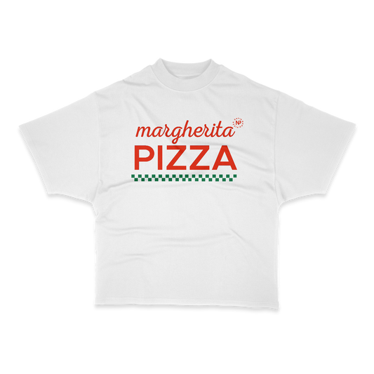 Margherita Pizza Heavy Weight (200 GSM) Oversized T-Shirt, White /Unisex